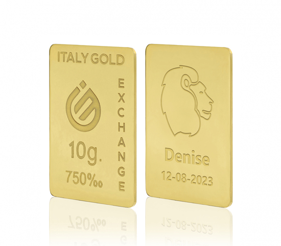 Lingot Or signe du zodiaque Lion 18 ct de 10 g.  Italy Gold Exchange